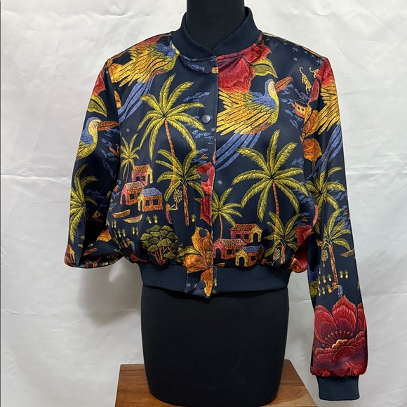 Satin Cropped Jacket Fall Colors - Picture 1 of 12